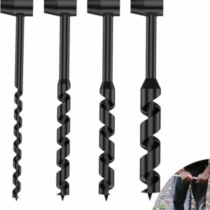 TOOSOAR 4 piezas Taladro Manual de Barrena para Exteriores,Portátil Taladro de Mano,para Exteriores y Acampar, Herramienta de Adición Supervivencia