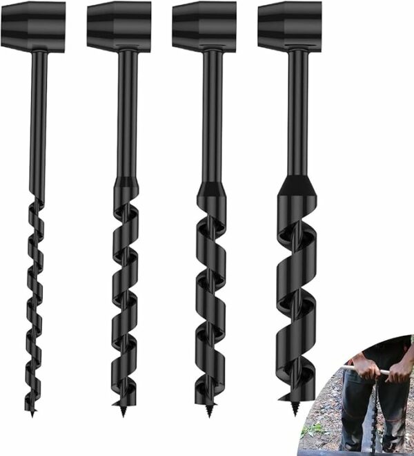 TOOSOAR 4 piezas Taladro Manual de Barrena para Exteriores,Portátil Taladro de Mano,para Exteriores y Acampar, Herramienta de Adición Supervivencia