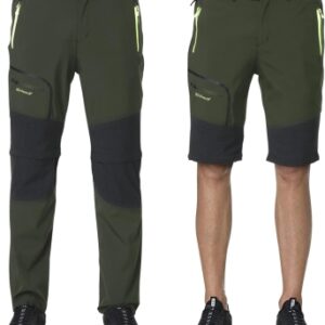SOLOYEE Pantalones Trekking Hombre Montaña Pantalones Convertible Cortos,Impermeable Secado RáPido Transpirable Anti-ArañAzos Trabajo Pantalones Senderismo