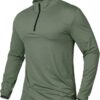CARWORNIC Camisetas deportivas para hombre, con cremallera de 1/4, manga larga, camisetas para correr, de secado rápido, camisetas polo al aire libre