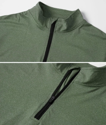 CARWORNIC Camisetas deportivas para hombre, con cremallera de 1/4, manga larga, camisetas para correr, de secado rápido, camisetas polo al aire libre