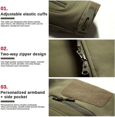 MakingDa Chaqueta impermeable para hombre, con capucha, con forro polar Softshell, chaqueta de camuflaje, para trabajo, pesca, caza y escalada