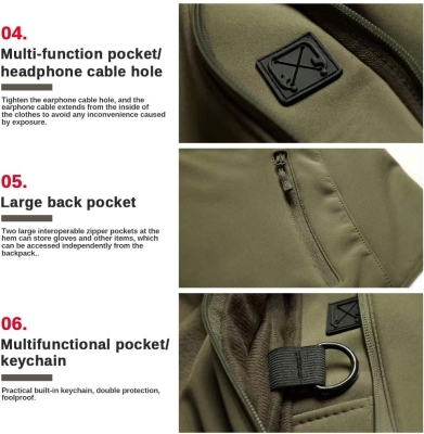 MakingDa Chaqueta impermeable para hombre, con capucha, con forro polar Softshell, chaqueta de camuflaje, para trabajo, pesca, caza y escalada