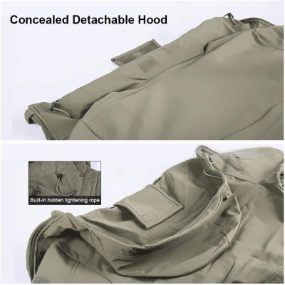 MakingDa Chaqueta impermeable para hombre, con capucha, con forro polar Softshell, chaqueta de camuflaje, para trabajo, pesca, caza y escalada