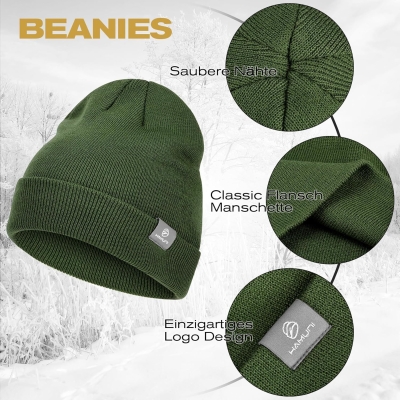 HAMUNI Beanie Mütze für Herren Damen Winter warm Beanies Unisex Classic Wintermützen Strickmütze dehnbare weiche Acryl Beanie Hat Vintage Einfarben Strickmütze