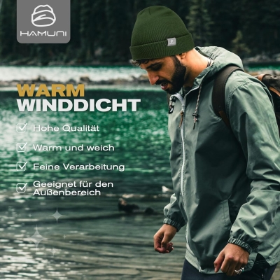 HAMUNI Beanie Mütze für Herren Damen Winter warm Beanies Unisex Classic Wintermützen Strickmütze dehnbare weiche Acryl Beanie Hat Vintage Einfarben Strickmütze