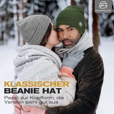HAMUNI Beanie Mütze für Herren Damen Winter warm Beanies Unisex Classic Wintermützen Strickmütze dehnbare weiche Acryl Beanie Hat Vintage Einfarben Strickmütze