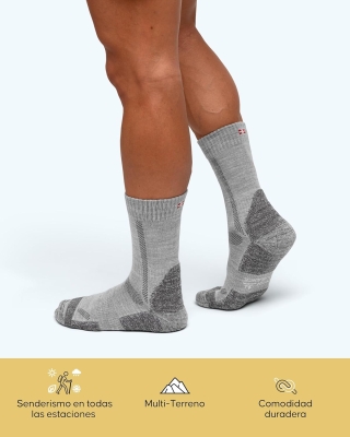 DANISH ENDURANCE Calcetines Antiampollas Senderismo de Lana Merino, Unisex, 3 Pack - Calcetines Senderismo Hombre y Mujer, Trekking