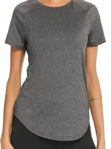 Wayleb Camiseta Deportiva Mujer Manga Corta Holgada de Secado Rápido Camisetas de Malla Mujer Yoga Fitness Top Ropa Deportiva Entrenamiento Atlético