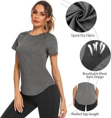 68ba1e018858f2a03c1137aaff3eeba31dba2dde8c40a21e47173.jpg Wayleb Camiseta Deportiva Mujer Manga Corta Holgada de Secado Rápido Camisetas de Malla Mujer Yoga Fitness Top Ropa Deportiva Entrenamiento Atlético