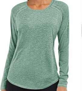 Gyabnw Camiseta Deportivo Mujer Camiseta de Manga Larga Holgada de Secado Rápido Camisetas de Cuello en V Yoga Fitness Running Top Ropa Deportiva Entrenamiento Atlético