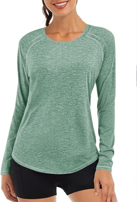 Gyabnw Camiseta Deportivo Mujer Camiseta de Manga Larga Holgada de Secado Rápido Camisetas de Cuello en V Yoga Fitness Running Top Ropa Deportiva Entrenamiento Atlético