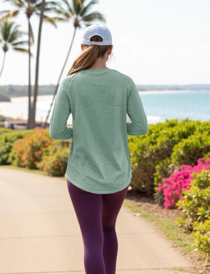 Gyabnw Camiseta Deportivo Mujer Camiseta de Manga Larga Holgada de Secado Rápido Camisetas de Cuello en V Yoga Fitness Running Top Ropa Deportiva Entrenamiento Atlético