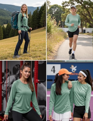 Gyabnw Camiseta Deportivo Mujer Camiseta de Manga Larga Holgada de Secado Rápido Camisetas de Cuello en V Yoga Fitness Running Top Ropa Deportiva Entrenamiento Atlético