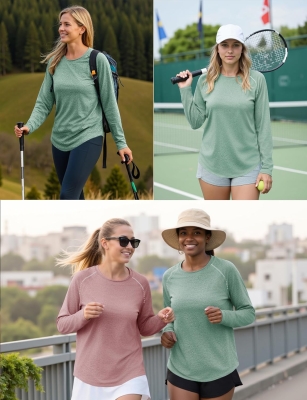 Gyabnw Camiseta Deportivo Mujer Camiseta de Manga Larga Holgada de Secado Rápido Camisetas de Cuello en V Yoga Fitness Running Top Ropa Deportiva Entrenamiento Atlético