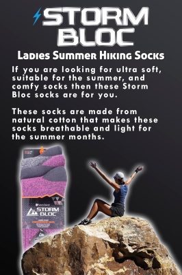 68ba98ab5382d0da37b56dd99bf8b16d6ca9b78170a8a36e6fcaf.jpg 3 pares calcetines con suela acolchada para señora, antiampollas, ligero, transpirable, hecho de algodón, para andar en verano o irse de ruta, de Storm Bloc