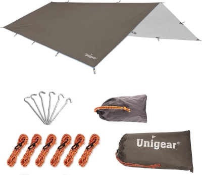 68baa52ebea7f92bb9db64e3dcc3c58b38f13e79da001e16ed860.jpg Unigear Tarp Rain Fly - Lona Impermeable para Senderismo, Plegable, Ligera y Resistente al Agua, para Acampar y protección contra la Lluvia, la Nieve y el Sol