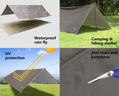 68baa532331f5d0fe1a4f3a36a217f18ae0bb6ab8565c923de4ac.jpg Unigear Tarp Rain Fly - Lona Impermeable para Senderismo, Plegable, Ligera y Resistente al Agua, para Acampar y protección contra la Lluvia, la Nieve y el Sol