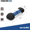 68be17c78a75354e5aecddfe74384eeee2cfd910a16f7802d6bea.jpg Brotree 550 Paracord 4mm 15m Cuerda Paracaidas 100% Poliéster Tipo III 7 Hebras para Al Aire Libre, Exterior, Supervivencia - Negro