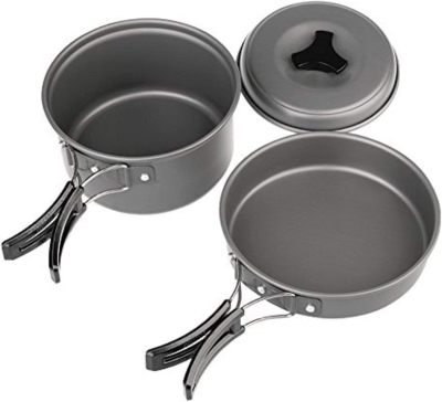 MYMM 8 Piezas Senderismo Utensilios de Cocina Vajilla Mochilero Cocina Picnic Bowl Juego de ollas, sartenes y Bolsa de Malla Deportiva, Camping, Supervivencia, al Aire Libre, Picnic (1-2 Personas)