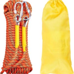 Gangying Cuerda de Escalada 10m al Aire Libre Cuerda de Escalada Estática de 8mm Cuerda de Seguridad Escalada Cuerda de Escape con 2 Mosquetones para Fuego Alpinismo Camping