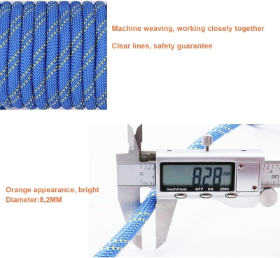 68c1f0462924b8a1ad24467f2dfc98b9ef47206784626136e6e05.jpg Gangying Cuerda de Escalada 10m al Aire Libre Cuerda de Escalada Estática de 8mm Cuerda de Seguridad Escalada Cuerda de Escape con 2 Mosquetones para Fuego Alpinismo Camping