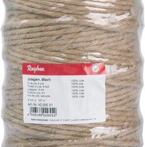 Rayher Hilo de Yute, Sextuple, 6mm Ø, Natural, Bobina 120m