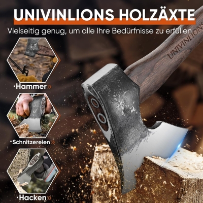 68c1fcd1144ccd6584245fb30061a43c72eab4e780fd64b6f7b8b.jpg univinlions Hachas Outdoor,Hacha Supervivencia Pequeña,27cm Hacha para Leña Bellota,Hacha Bushcraft 800g,Hacha Pequeña Bellota con Vaina,Hacha de Camping Regalo para Hombre