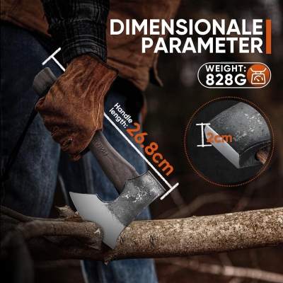 68c1fcd14964f5d59d0423afa36462a12b54e1cc0931fedb9fab0.jpg univinlions Hachas Outdoor,Hacha Supervivencia Pequeña,27cm Hacha para Leña Bellota,Hacha Bushcraft 800g,Hacha Pequeña Bellota con Vaina,Hacha de Camping Regalo para Hombre