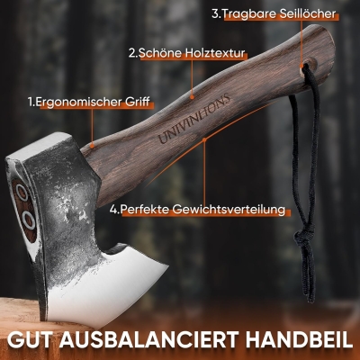 68c1fcd28ab62ff6ba38d588b6697584fa58eb0b6767136f3ca2d.jpg univinlions Hachas Outdoor,Hacha Supervivencia Pequeña,27cm Hacha para Leña Bellota,Hacha Bushcraft 800g,Hacha Pequeña Bellota con Vaina,Hacha de Camping Regalo para Hombre