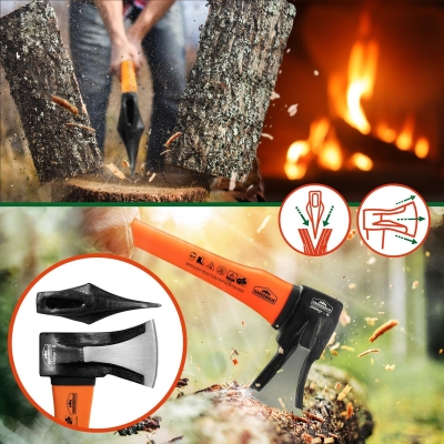 68c45c5787258c5a851abb6434379bbbd33841ea50e1448b71fa4.jpg Gardebruk® 2X Hachas 88,5cm y 42,5cm de Mano Acero al Carbono Universal Ergonómicas Cortar Dividir Madera Troncos