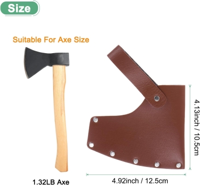 M METERXITY Funda de Hacha, Funda de Cuero para Hacha de 1.32 Libras, Cubierta de Cabeza de Hacha con Doble Cierre Portátil para Senderismo al Aire Libre Cubierta de Hacha [Marrón]
