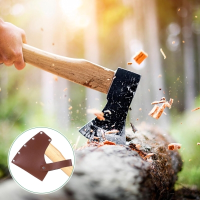 M METERXITY Funda de Hacha, Funda de Cuero para Hacha de 1.32 Libras, Cubierta de Cabeza de Hacha con Doble Cierre Portátil para Senderismo al Aire Libre Cubierta de Hacha [Marrón]