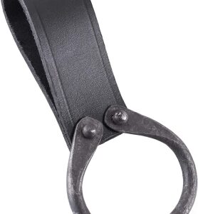 Battle-Merchant Soporte de cinturón de Hacha Simple de Cuero, con Funda de Anillo Forjado, hachas Medievales Soporte de Hacha Larp (Negro)