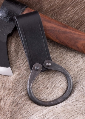 68c460b1074dbac68277dcb8f2ab0559f9d9ddee986f0866d6139.jpg Battle-Merchant Soporte de cinturón de Hacha Simple de Cuero, con Funda de Anillo Forjado, hachas Medievales Soporte de Hacha Larp (Negro)