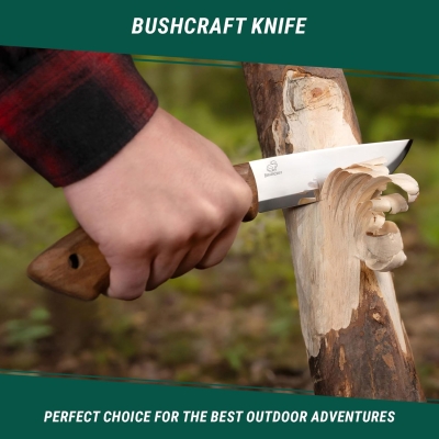 68c5a4d054bfa74d9a58633a8a79d27ae04baa06af422048048f5.jpg BeaverCraft Cuchillo Bushcraft Cuchillo de hoja fija con funda de cuero Cuchillo para acampar Cuchillo de espiga completa Cuchillos Bushcraft de acero al carbono | BSH1 Dune