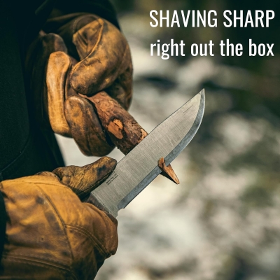 68c5a550a0c18d3eb595bf6c2cc302745f8e58bb85ecacdf3183f.jpg BPS Knives Adventurer - Cuchillo Bushcraft - Cuchillo de Acero al Carbono de Hoja Fija con Funda de Cuero y Encendedor - Cuchillo de Mango Completo - Cuchillo de Campamento