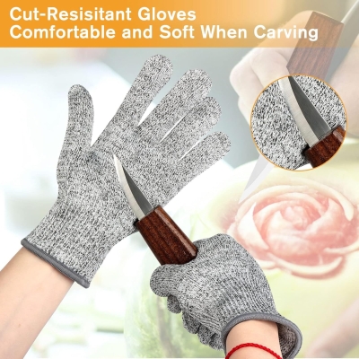 20 Piezas Juego Herramientas de Talla de Madera, Tallar Madera Gubias para adultos y niños principiantes, Juego de Cuchillos de Tallado con Bloques de Madera Guantes Resistentes