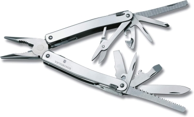 VICTORINOX Herramienta multifunción Swiss Tool Spirit X Plus, 35 funciones, Hecha en Suiza, multiherramienta con hoja bloqueable, incl. estuche de nailon, color plata