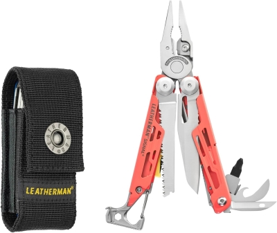 Leatherman Signal - Multiherramienta con 19 herramientas prácticas - Herramienta multifuncional para uso al aire libre y camping - con funda de nailon, guayaba, 14 cm