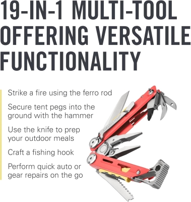 Leatherman Signal - Multiherramienta con 19 herramientas prácticas - Herramienta multifuncional para uso al aire libre y camping - con funda de nailon, guayaba, 14 cm