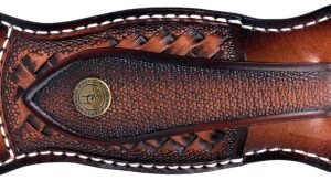 68c5cc55e7513d4140ff45e49b5613ee741d8deaa125ef58ab32e.jpg TOURBON Funda de Cuero Vacuno para Cuchillos, para cinturón, Plegable, de 10 cm, Funda EDC con Cierre a presión