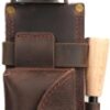 TOURBON - Funda de cuero para cuchillo de hoja fija para cinturón, funda de cuchillo recto con soporte para arrancador de fuego y bolsillo