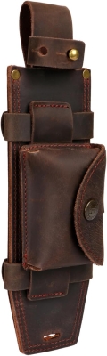TOURBON - Funda de cuero para cuchillo de hoja fija para cinturón, funda de cuchillo recto con soporte para arrancador de fuego y bolsillo
