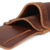TOURBON - Funda de piel auténtica para cuchillos de jardín, tijeras de podar, funda para herramientas, dos bolsillos