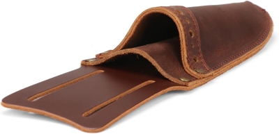 TOURBON - Funda de piel auténtica para cuchillos de jardín, tijeras de podar, funda para herramientas, dos bolsillos
