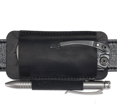 VIPERADE PJ33 EDC Leather Tool Sheath - Funda de Piel para Multiherramienta, Cuchillo, Linterna, bolígrafo-Negro