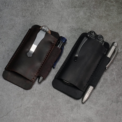VIPERADE PJ33 EDC Leather Tool Sheath - Funda de Piel para Multiherramienta, Cuchillo, Linterna, bolígrafo-Negro
