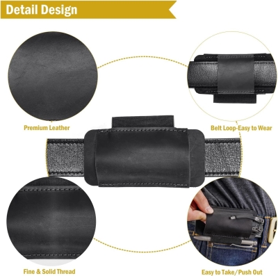 VIPERADE PJ33 EDC Leather Tool Sheath - Funda de Piel para Multiherramienta, Cuchillo, Linterna, bolígrafo-Negro