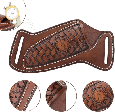 Tourbn TOURBON Funda de Cuero para Cuchillo Horizontal para cinturón, Funda EDC, Bolsa de Herramientas para Cuchillo Recto, Regalo Hecho a Mano para Hombres, T-LP00414